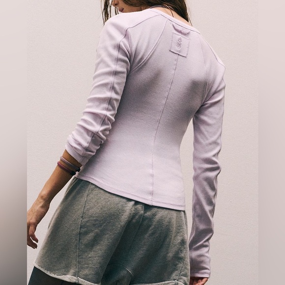 Free People Movement Purple Kick Off Solid Layer Longsleeve Shirt Small - Picture 6 of 7